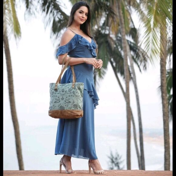 Myra Bag Efflorescence Upcycled Canvas & Leather Tote Bag  - Picture 6 of 6